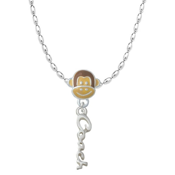 Delight Jewelry Silvertone Small Coach Script Mia Monkey Charm Necklace
