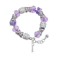 thumbnail image 1 of Delight Jewelry Silvertone Small Coach Script Purple Butterfly Bead Charm Bracelet, 7"+1" Extender, 1 of 5