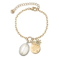 thumbnail image 1 of Delight Jewelry Silvertone Small Cream Imitation Pearl Goldtone Discover Dream Explore Zoey Charm Bracelet, 6.5+2" Extender, 1 of 1
