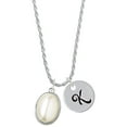thumbnail image 1 of Delight Jewelry Silvertone Small Cream Imitation Pearl Silvertone Script Initial Disc - K - Charm Necklace, 20"+3", 1 of 4