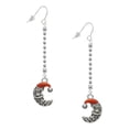 thumbnail image 1 of Delight Jewelry Silvertone Small Crescent Moon Santa - Silver-tone Long Sparkle Dangle French Earrings, 1 of 4