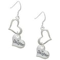 thumbnail image 1 of Delight Jewelry Silvertone Small ''Daughter'' Heart with Clear Crystal Open Heart French Earrings, 1 of 4