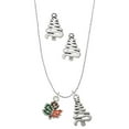 thumbnail image 1 of Delight Jewelry Silvertone Small Enamel Fall Leaf Silver tone Zig Zag Christmas Tree Charm Necklace and Stud Earrings, 1 of 4