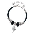 thumbnail image 1 of Delight Jewelry Silvertone Small Fairy with Clear Wings Best Friend Celtic Knot Leather Bead Bracelet, 7"+2" Extender, 1 of 4