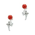 thumbnail image 1 of Delight Jewelry Silvertone Small Fairy with Clear Wings Red Crystal Clip on Earrings, 1 of 5