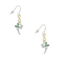thumbnail image 1 of Delight Jewelry Silvertone Small Fairy with Lime Green Wings Gold Tone Infinity French Earrings, 1 of 4