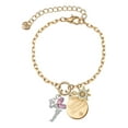 thumbnail image 1 of Delight Jewelry Silvertone Small Fairy with Pink Wings Goldtone Discover Dream Explore Zoey Charm Bracelet, 6.5+2" Extender, 1 of 1