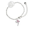 thumbnail image 1 of Delight Jewelry Silvertone Small Fairy with Pink Wings Silver-tone Flower Link Chain Bracelet, 6.75"+2" Extender, 1 of 4