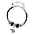 thumbnail image 1 of Delight Jewelry Silvertone Small Falcon - Mascot Best Friend Celtic Knot Leather Bead Bracelet, 7"+2" Extender, 1 of 4