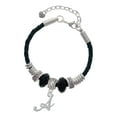thumbnail image 1 of Delight Jewelry Silvertone Small Gelato Script Initial - A - Mother Celtic Knot Leather Bead Bracelet, 7"+2" Extender, 1 of 1