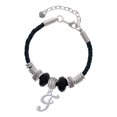 thumbnail image 1 of Delight Jewelry Silvertone Small Gelato Script Initial - F - Granddaughter Celtic Knot Leather Bead Bracelet, 7"+2" Extender, 1 of 4