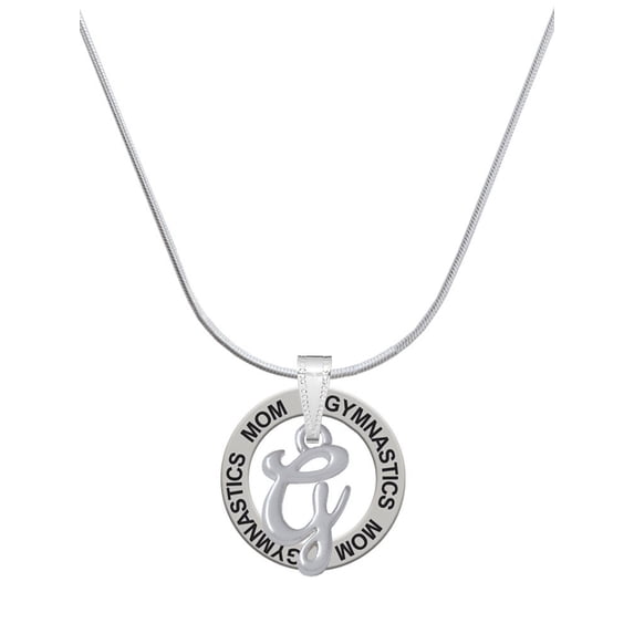 Delight Jewelry Silvertone Small Gelato Script Initial - G - Gymnastics Mom Ring Charm Necklace, 18"