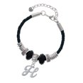 thumbnail image 1 of Delight Jewelry Silvertone Small Gelato Script Initial - H - Middle Sister Celtic Knot Leather Bead Bracelet, 7"+2" Extender, 1 of 4