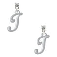 thumbnail image 1 of Delight Jewelry Silvertone Small Gelato Script Initial - I - Clear Crystal Post Earrings, 1 of 4