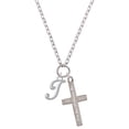 thumbnail image 1 of Delight Jewelry Silvertone Small Gelato Script Initial - I - Everlasting Love Engraved Cross Zoey Necklace, 28", 1 of 4