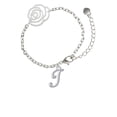 thumbnail image 1 of Delight Jewelry Silvertone Small Gelato Script Initial - I - Silver-tone Flower Link Chain Bracelet, 6.75"+2" Extender, 1 of 4
