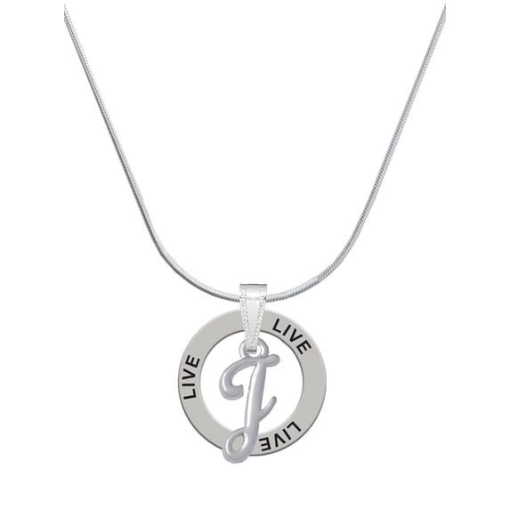 Delight Jewelry Silvertone Small Gelato Script Initial - J - Live Ring Charm Necklace, 18"