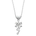 thumbnail image 1 of Delight Jewelry Silvertone Small Gelato Script Initial - J - Silver tone Bow Heart Necklace, 1 of 4