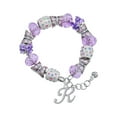 thumbnail image 1 of Delight Jewelry Silvertone Small Gelato Script Initial - K - Purple Butterfly Bead Charm Bracelet, 7"+1" Extender, 1 of 5