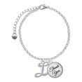 thumbnail image 1 of Delight Jewelry Silvertone Small Gelato Script Initial - L - Domed Thank You Charm Bracelet, 6"+2", 1 of 5