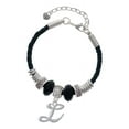 thumbnail image 1 of Delight Jewelry Silvertone Small Gelato Script Initial - L - Niece Celtic Knot Leather Bead Bracelet, 7"+2" Extender, 1 of 4