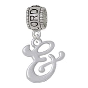 Delight Jewelry Silvertone Small Gelato Script Initial - & - Lord Guide Me Charm Bead
