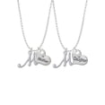 thumbnail image 1 of Delight Jewelry Silvertone Small Gelato Script Initial - M - Mother & Daughter Heart Necklaces (Set of 2), 19"+2", 1 of 4