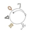 thumbnail image 1 of Delight Jewelry Silvertone Small Gelato Script Initial - M - Multi-Colored Crystal Love Charm Bracelet, 1 of 5
