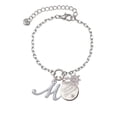 thumbnail image 1 of Delight Jewelry Silvertone Small Gelato Script Initial - M - Silvertone Discover Dream Explore Zoey Charm Bracelet, 6.5+2" Extender, 1 of 4