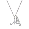 thumbnail image 1 of Delight Jewelry Silvertone Small Gelato Script Initial - M - Silvertone Family Bar Charm Necklace, 23", 1 of 1