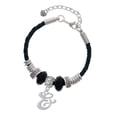 thumbnail image 1 of Delight Jewelry Silvertone Small Gelato Script Initial - & - Middle Sister Celtic Knot Leather Bead Bracelet, 7"+2" Extender, 1 of 4