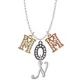 thumbnail image 1 of Delight Jewelry Silvertone Small Gelato Script Initial - N - Multi-Colored Crystal Mom Charm Necklace, 1 of 5
