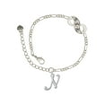 thumbnail image 1 of Delight Jewelry Silvertone Small Gelato Script Initial - N - Silver-tone Paw Infinity Link Chain Bracelet, 6"+2" Extender, 1 of 3