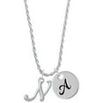 thumbnail image 1 of Delight Jewelry Silvertone Small Gelato Script Initial - N - Silvertone Script Initial Disc - A - Charm Necklace, 20"+3", 1 of 4