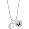 thumbnail image 1 of Delight Jewelry Silvertone Small Gelato Script Initial - O - Silvertone Script Initial Disc - U - Charm Necklace, 20"+3", 1 of 4