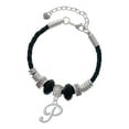 thumbnail image 1 of Delight Jewelry Silvertone Small Gelato Script Initial - P - Niece Celtic Knot Leather Bead Bracelet, 7"+2" Extender, 1 of 4