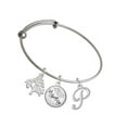 thumbnail image 1 of Delight Jewelry Silvertone Small Gelato Script Initial - P - Silvertone Let Things Go Tree Charm Bangle Bracelet, 1 of 4