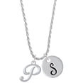 thumbnail image 1 of Delight Jewelry Silvertone Small Gelato Script Initial - P - Silvertone Script Initial Disc - S - Charm Necklace, 20"+3", 1 of 4