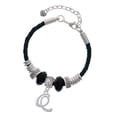 thumbnail image 1 of Delight Jewelry Silvertone Small Gelato Script Initial - Q - Daughter Celtic Knot Leather Bead Bracelet, 7"+2" Extender, 1 of 4