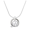 thumbnail image 1 of Delight Jewelry Silvertone Small Gelato Script Initial - R - Hockey Ring Charm Necklace, 18", 1 of 4