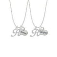 thumbnail image 1 of Delight Jewelry Silvertone Small Gelato Script Initial - R - Mother & Daughter Heart Necklaces (Set of 2), 19"+2", 1 of 4