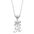 thumbnail image 1 of Delight Jewelry Silvertone Small Gelato Script Initial - R - Silver tone Bow Heart Necklace, 1 of 4
