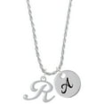 thumbnail image 1 of Delight Jewelry Silvertone Small Gelato Script Initial - R - Silvertone Script Initial Disc - A - Charm Necklace, 20"+3", 1 of 4