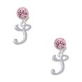 thumbnail image 1 of Delight Jewelry Silvertone Small Gelato Script Initial - S - Pink Crystal Clip on Earrings, 1 of 5