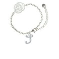 thumbnail image 1 of Delight Jewelry Silvertone Small Gelato Script Initial - S - Silver-tone Flower Link Chain Bracelet, 6.75"+2" Extender, 1 of 4