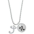 thumbnail image 1 of Delight Jewelry Silvertone Small Gelato Script Initial - S - Silvertone Script Initial Disc - N - Charm Necklace, 20"+3", 1 of 4