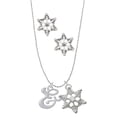 thumbnail image 1 of Delight Jewelry Silvertone Small Gelato Script Initial - & - Silver tone Snowflake Charm Necklace and Stud Earrings, 1 of 4