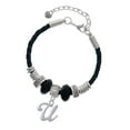 thumbnail image 1 of Delight Jewelry Silvertone Small Gelato Script Initial - U - Best Friend Celtic Knot Leather Bead Bracelet, 7"+2" Extender, 1 of 4