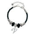 thumbnail image 1 of Delight Jewelry Silvertone Small Gelato Script Initial - V - Granddaughter Celtic Knot Leather Bead Bracelet, 7"+2" Extender, 1 of 4