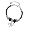 thumbnail image 1 of Delight Jewelry Silvertone Small Gelato Script Initial - W - Sister Celtic Knot Leather Bead Bracelet, 7"+2" Extender, 1 of 4
